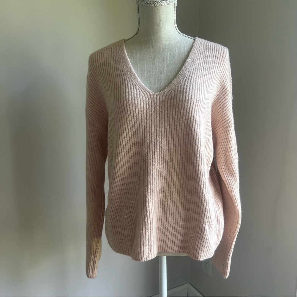 Treasure & Bond Pink Hero Oversize Women's Deep V Pullover Sweater Size XS